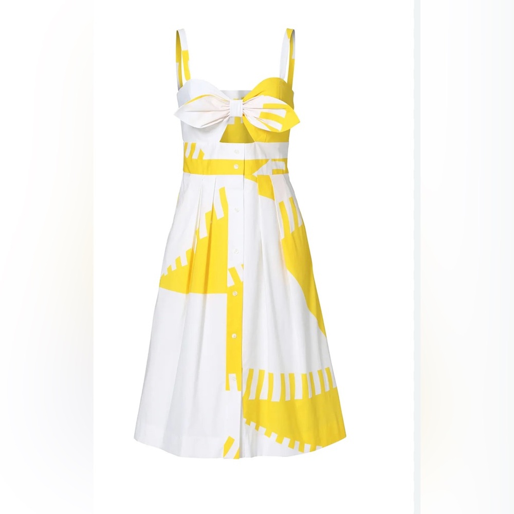 Milly Yellow and White Midi Dress